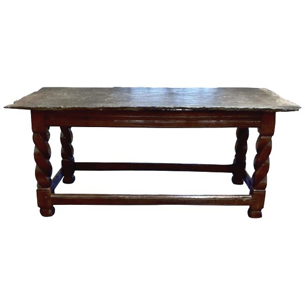 Carved Walnut Table with Slate Top