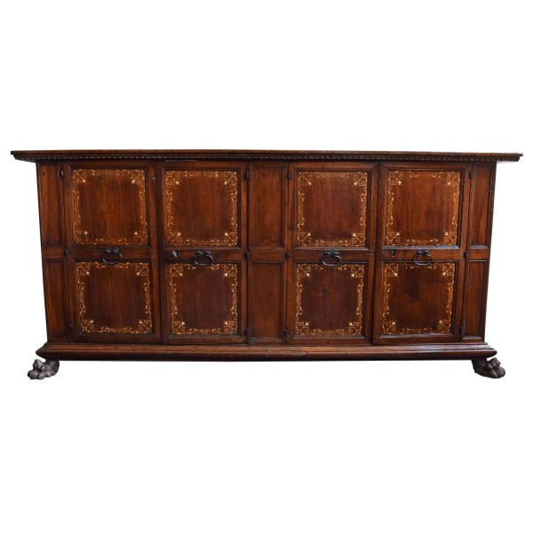 Massive Walnut and Inlaid 4-Door Sacrestia