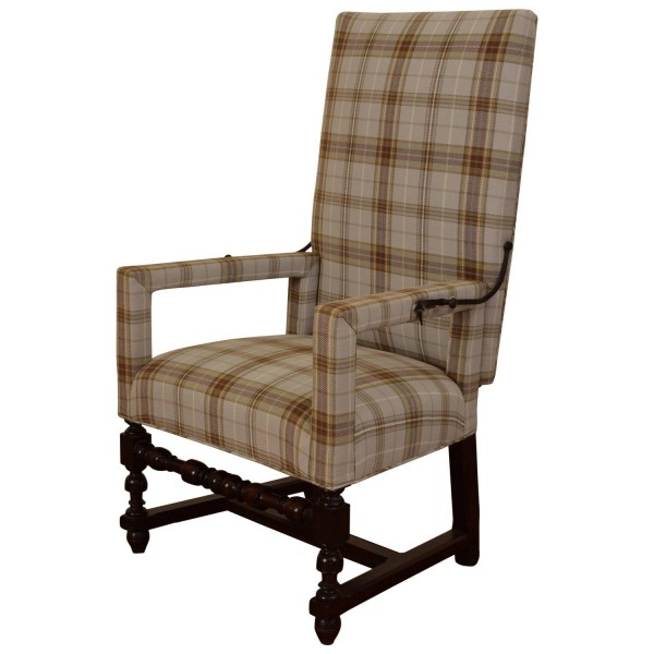 Dark Walnut and Upholstered Reclining Fauteuil