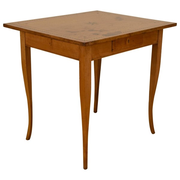 Fruitwood and Inlaid 1-Drawer Center Table 
