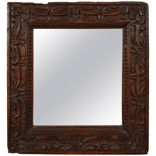 Carved Walnut Mirror 