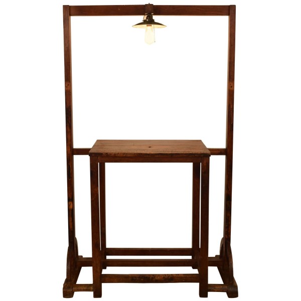 Pinewood Work Table with Mounted Downlight