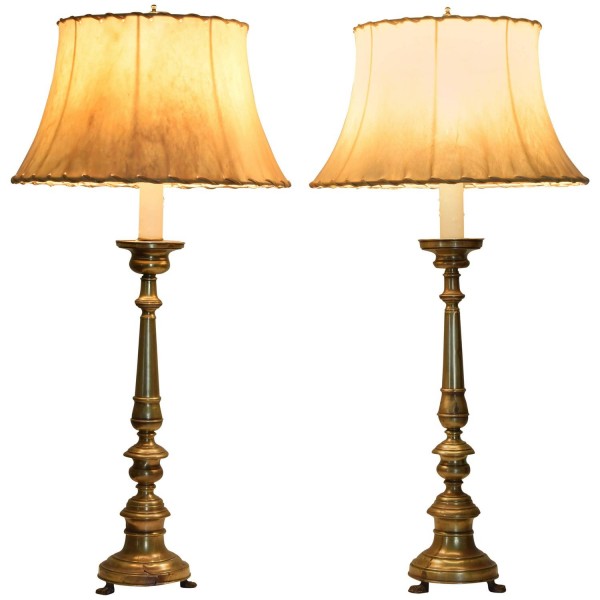 Brass Candlesticks as Table Lamps