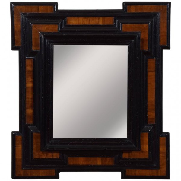 Walnut and Ebonized Wall Mirror