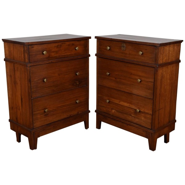 Pair of Fruitwood 3-Drawer Commodini