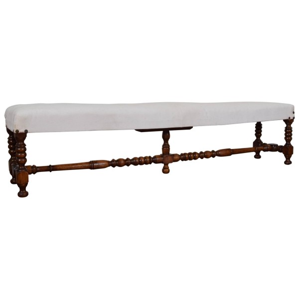 Walnut and Upholstered Long Bench