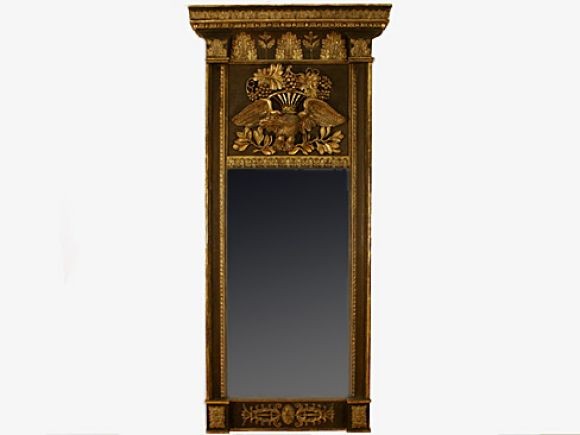 Carved Giltwood, Gesso, and Painted Pier Mirror