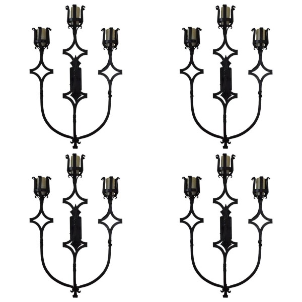 Set of 4 Wrought Iron Sconces 