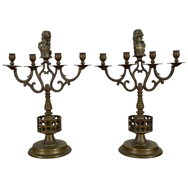 Pair of Brass Candelabrum