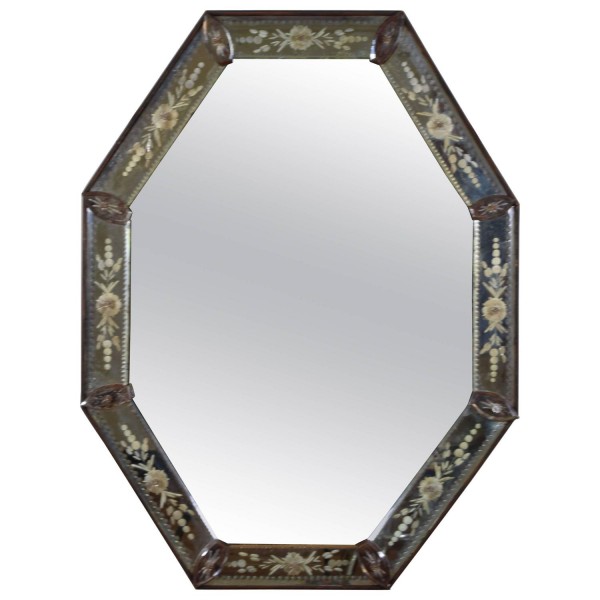 Reverse Etched Glass Octagonal Mirror
