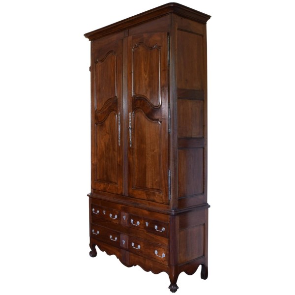 Tall Walnut Armoire with Two-Drawer