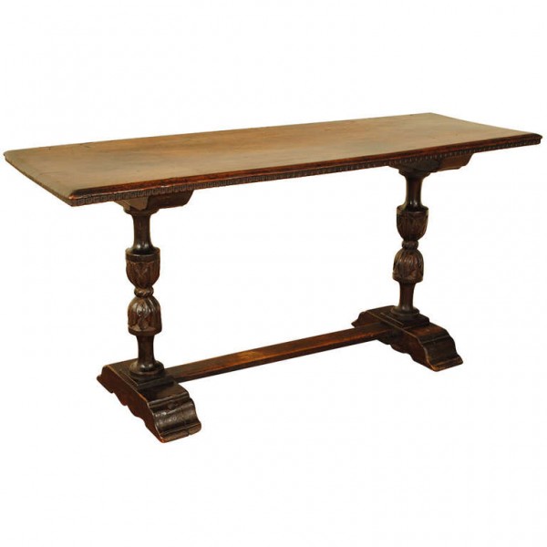 Walnut Center Table on Carved Supports