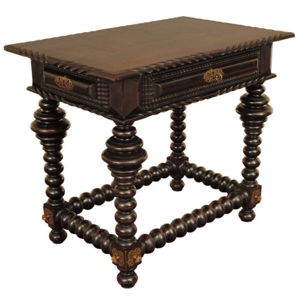 Diminutive Ebonized 1-Drawer Side Table