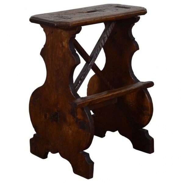 Rare Dark Pinewood Work Bench with Footrest