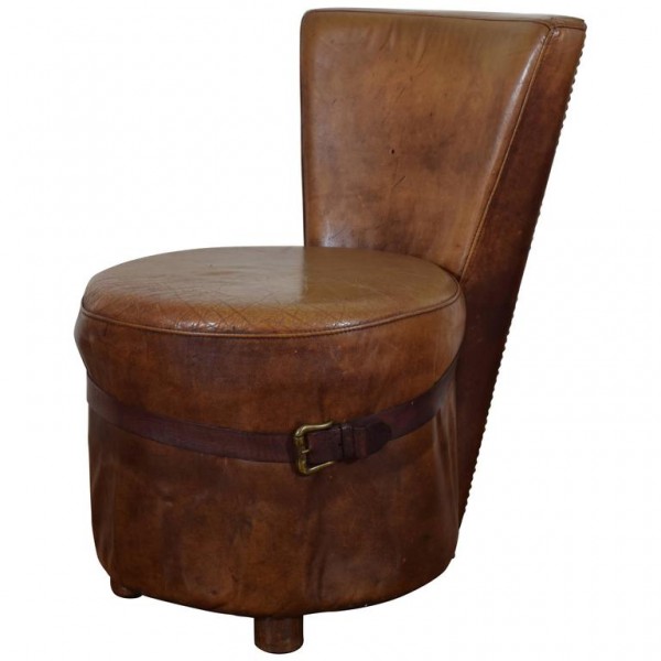 Leather Upholstered Vanity or Slipper Chair