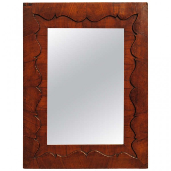 Shaped Mahogany Veneer Mirror