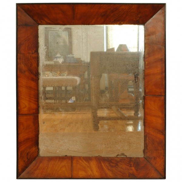 Walnut Veneer and Ebonized Mirror