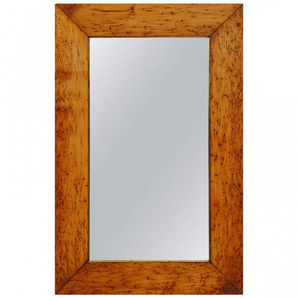 Light Walnut and Brass Trimmed Mirror