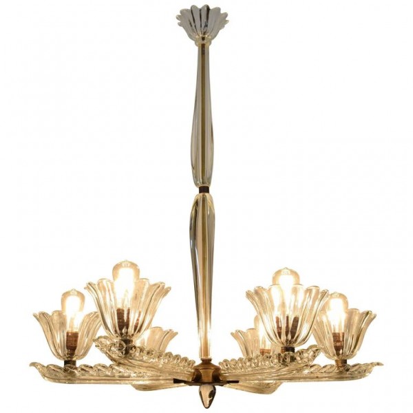 Murano Glass 6-Light Chandelier, UL Wired