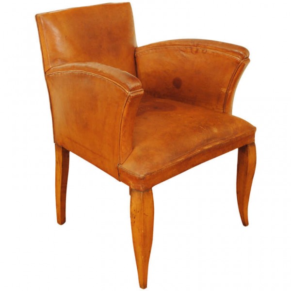 Leather and Wood Armchair