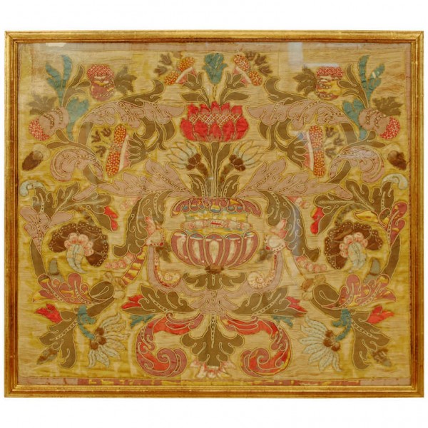 Giltwood Framed Silk Embroidery Panel