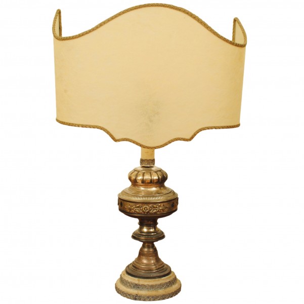 Silver Plated Table Lamp with Custom Parchment Shade