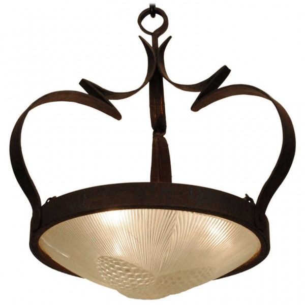 Wrought Iron and Glass Pendant Lantern