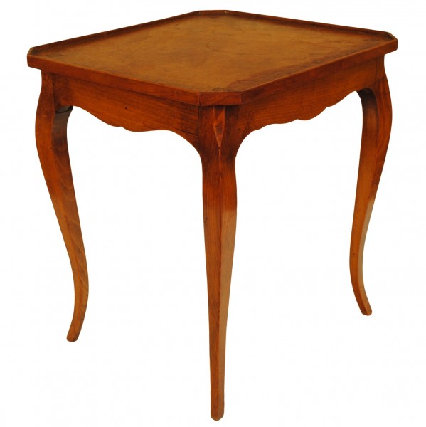 Walnut and Leather Low Side Table