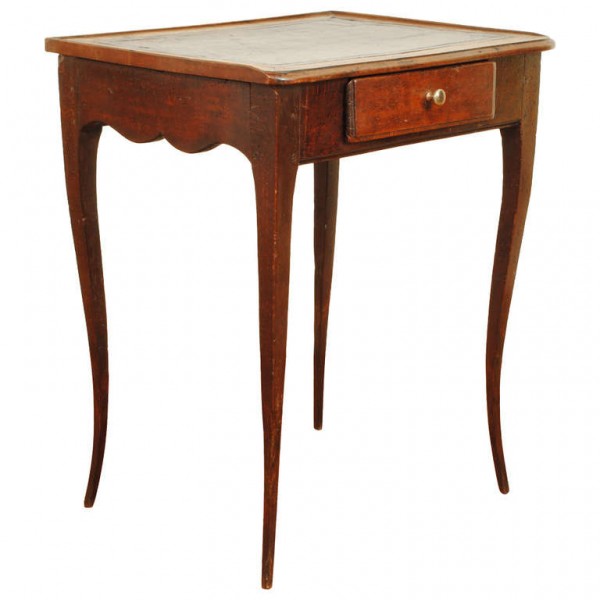 Provincial Stained Walnut and Leather Top Side Table