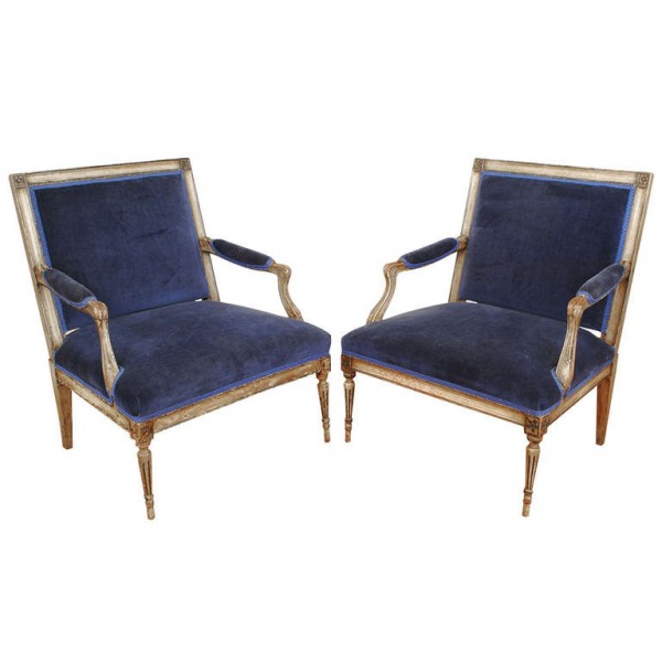 Pair of Painted Fauteuils a la Reine 