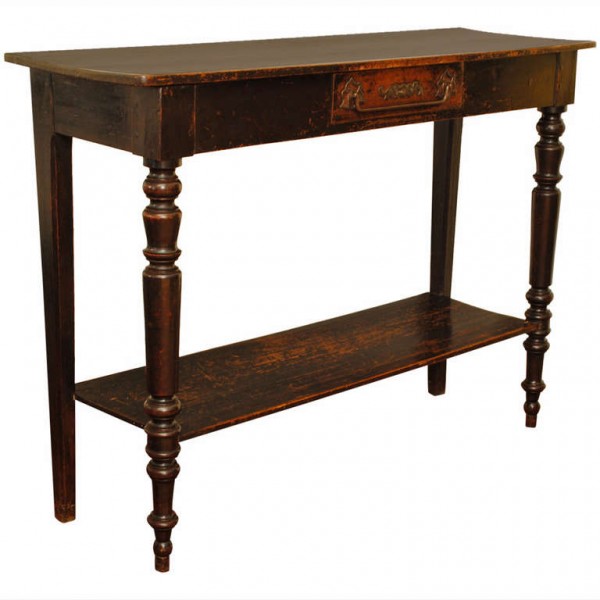 Painted Walnut 1-Drawer, 2-Tier Console Table