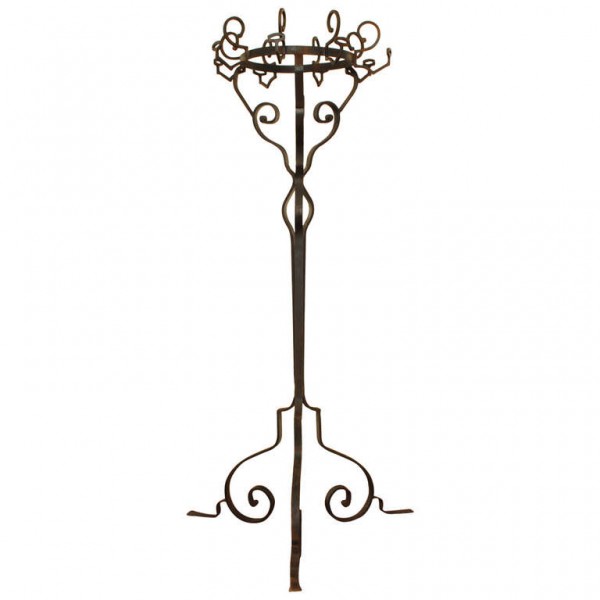 Massive Wrought Iron Coat and Hat Stand