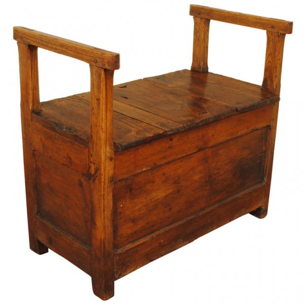 Castana Wood Fireside Bench with Sliding Storage