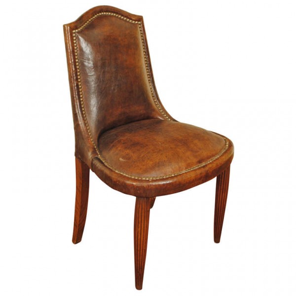 Leather and Wooden Desk Chair