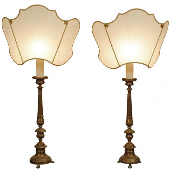 Pair of Brass Pricket Table Lamps