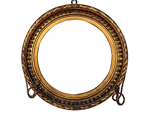 Round Giltwood Frame with 1-Arm Sconces