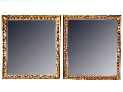 Pair of Giltwood and Red Painted Frames