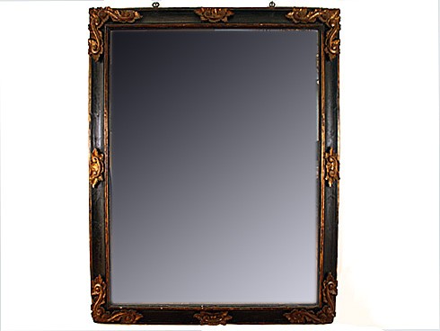 Incised Painted and Giltwood Frame