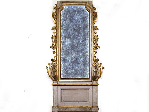 Painted and Giltwood Over-Mantle Mirror
