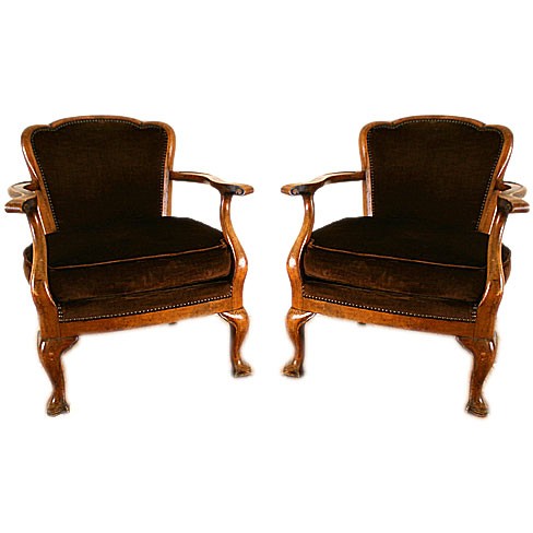 Pair of Walnut Armchairs