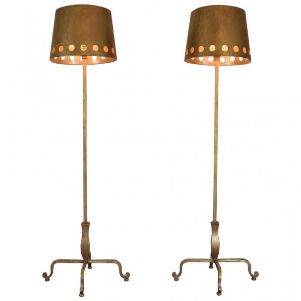 Pair of Gilt Floor Lamps 