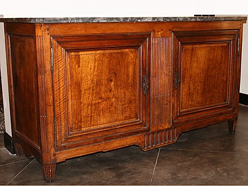 Walnut and Marble Credenza