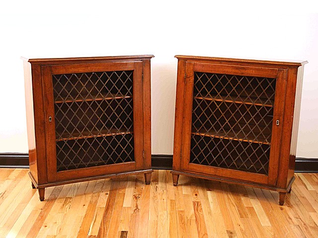 Pair of Walnut 1-Door Cabinets