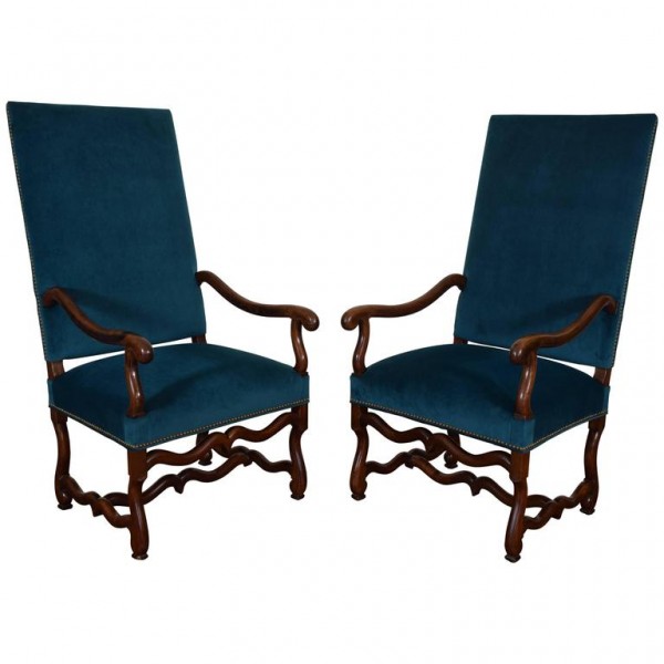Pair of Walnut Os De Mouton Fauteuils