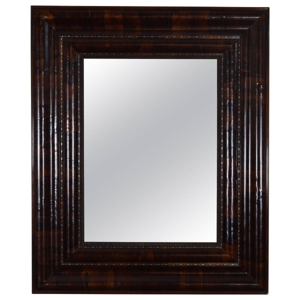 Large Rosewood and Metal Inlaid Mirror