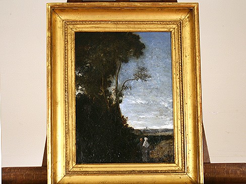 Oil on Canvas, Two Female Figures Contemplating a Forest