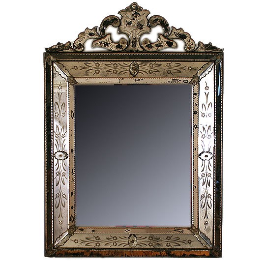 Beveled Mirror with Pierced Pediment