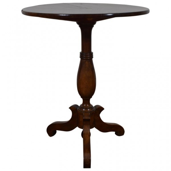 Walnut Pedestal Table with Inlaid Top