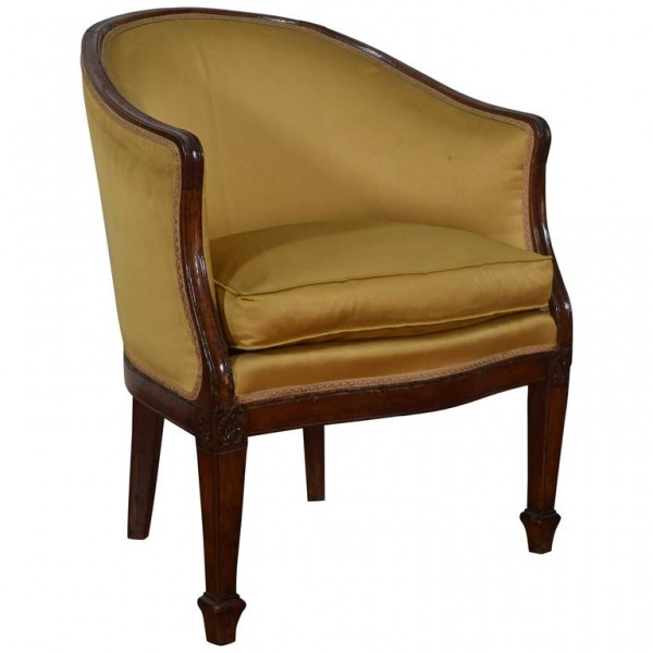 Walnut and Upholstered Bergere in the Empire Taste