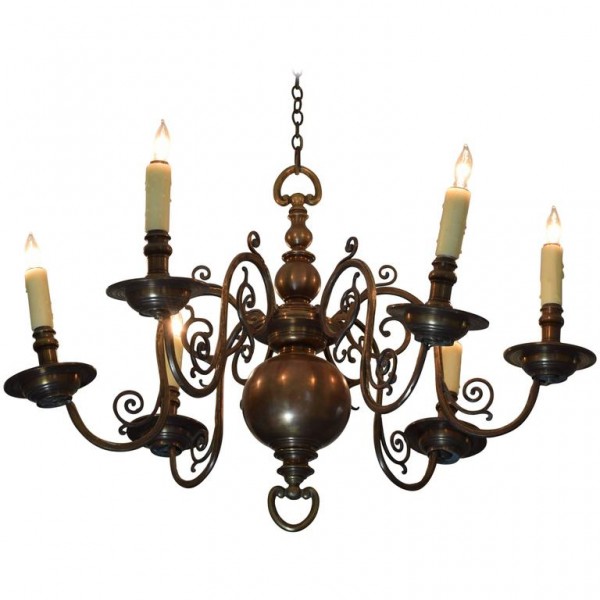 Patinated Brass 8-Light Chandelier